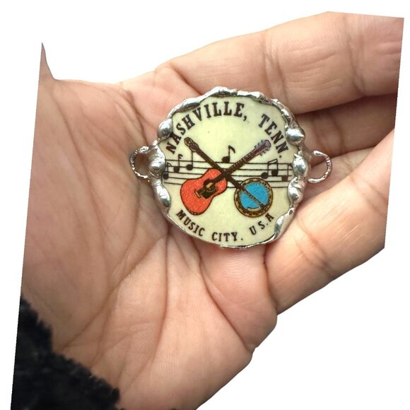 Music City Usa Nashville Tennessee Artisan Bracelet in Silver-Blend Metalwork - Picture 9 of 16